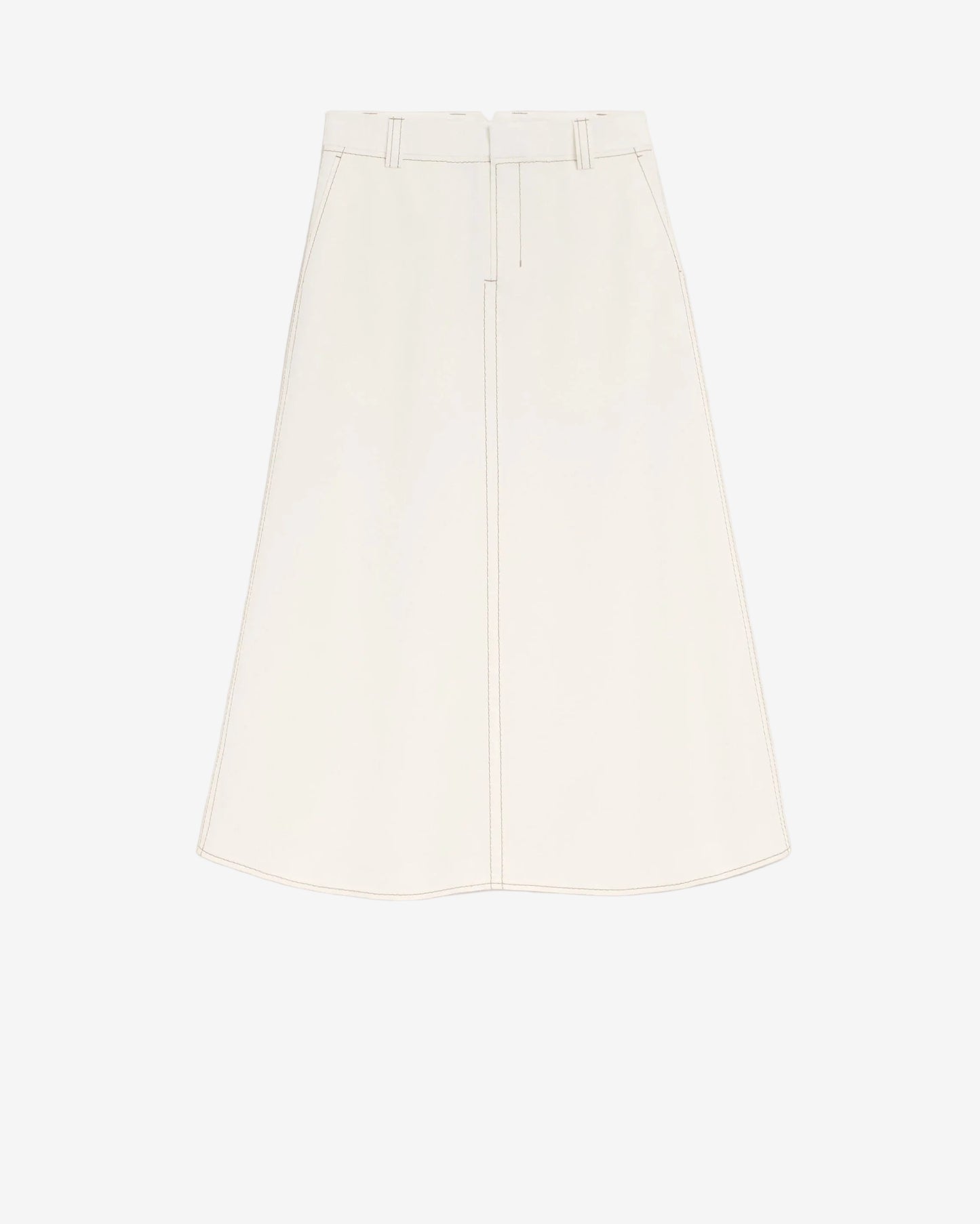 Long trapeze skirt in light cotton gabardine