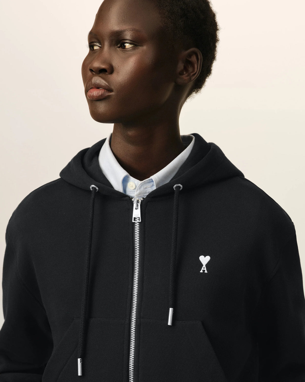 Zipped Cotton Hoodie With Ami de Coeur