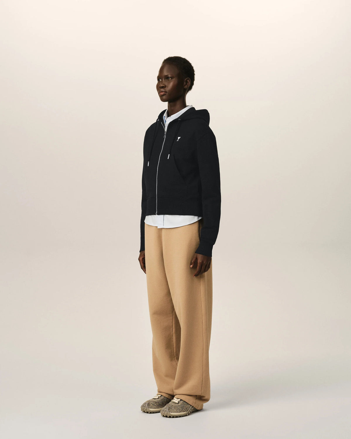 Zipped Cotton Hoodie With Ami de Coeur