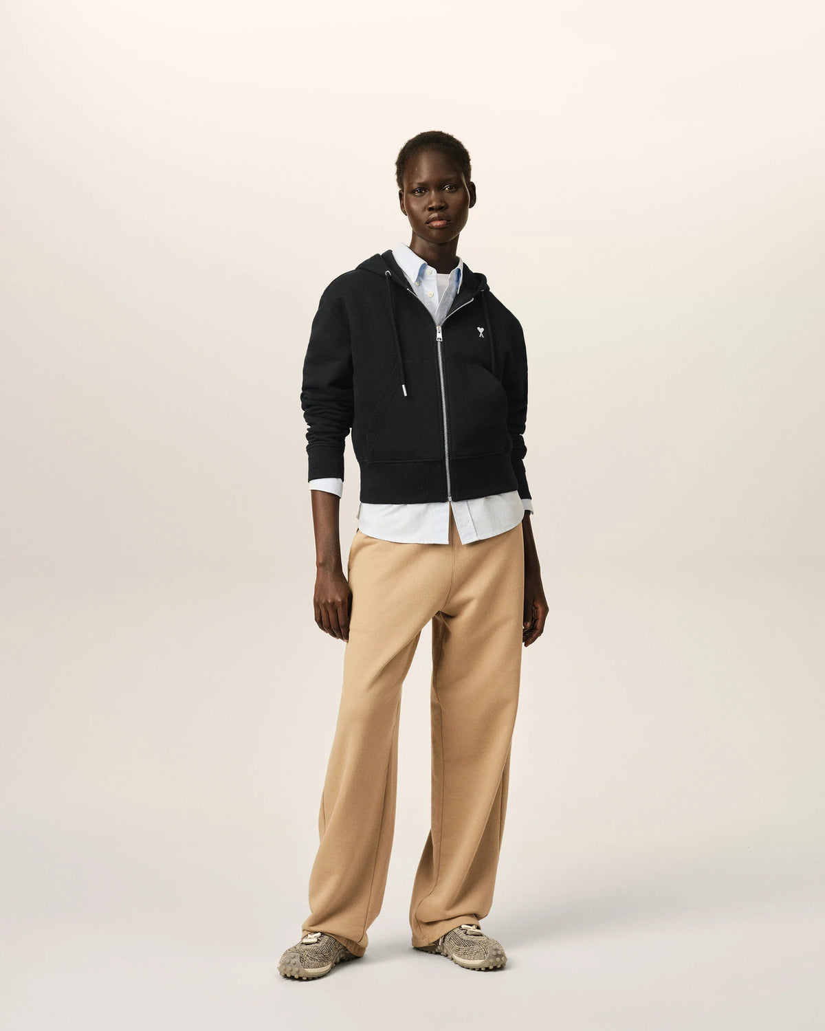 Zipped Cotton Hoodie With Ami de Coeur