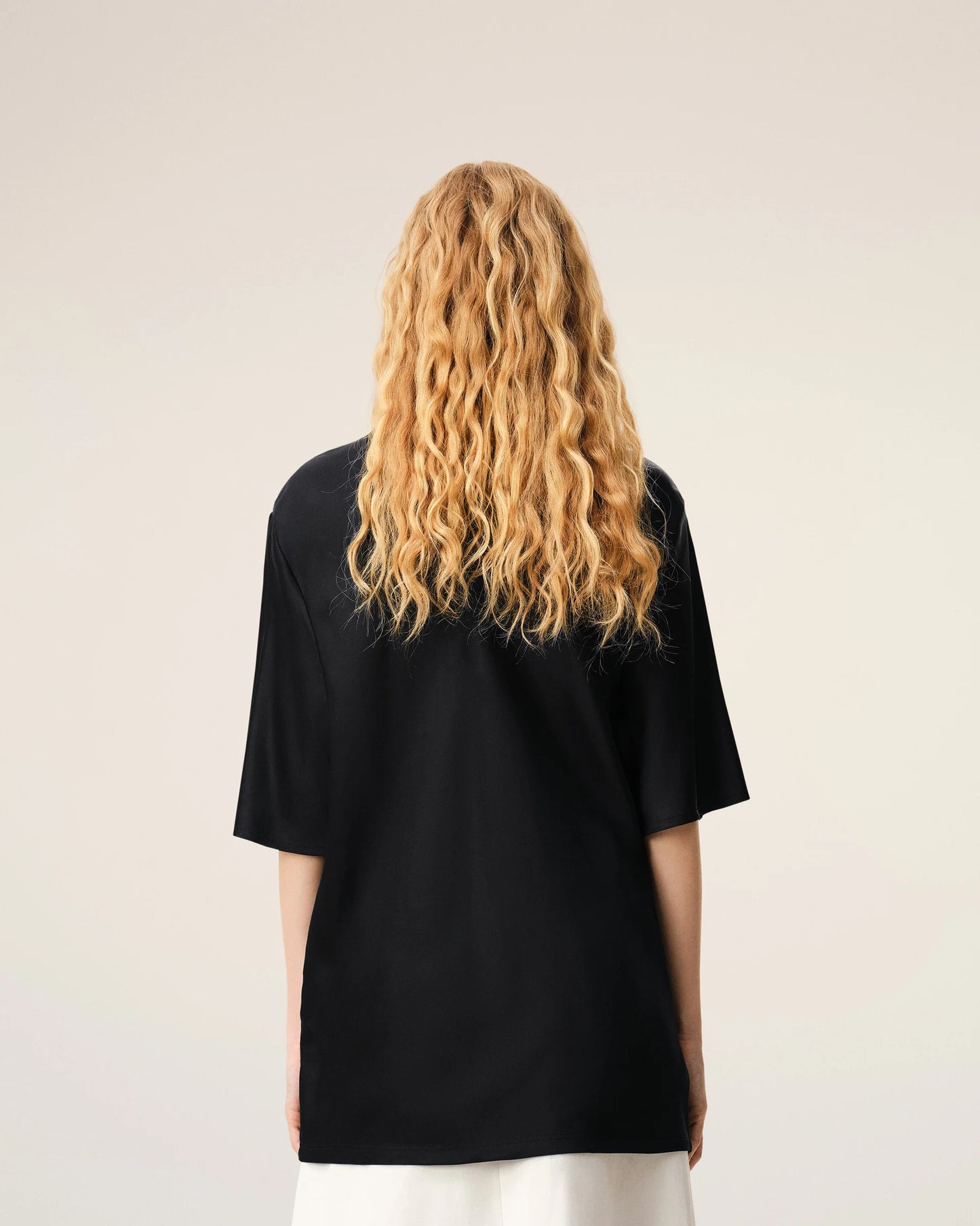 Satin Short Sleeves Rib Detail T-shirt