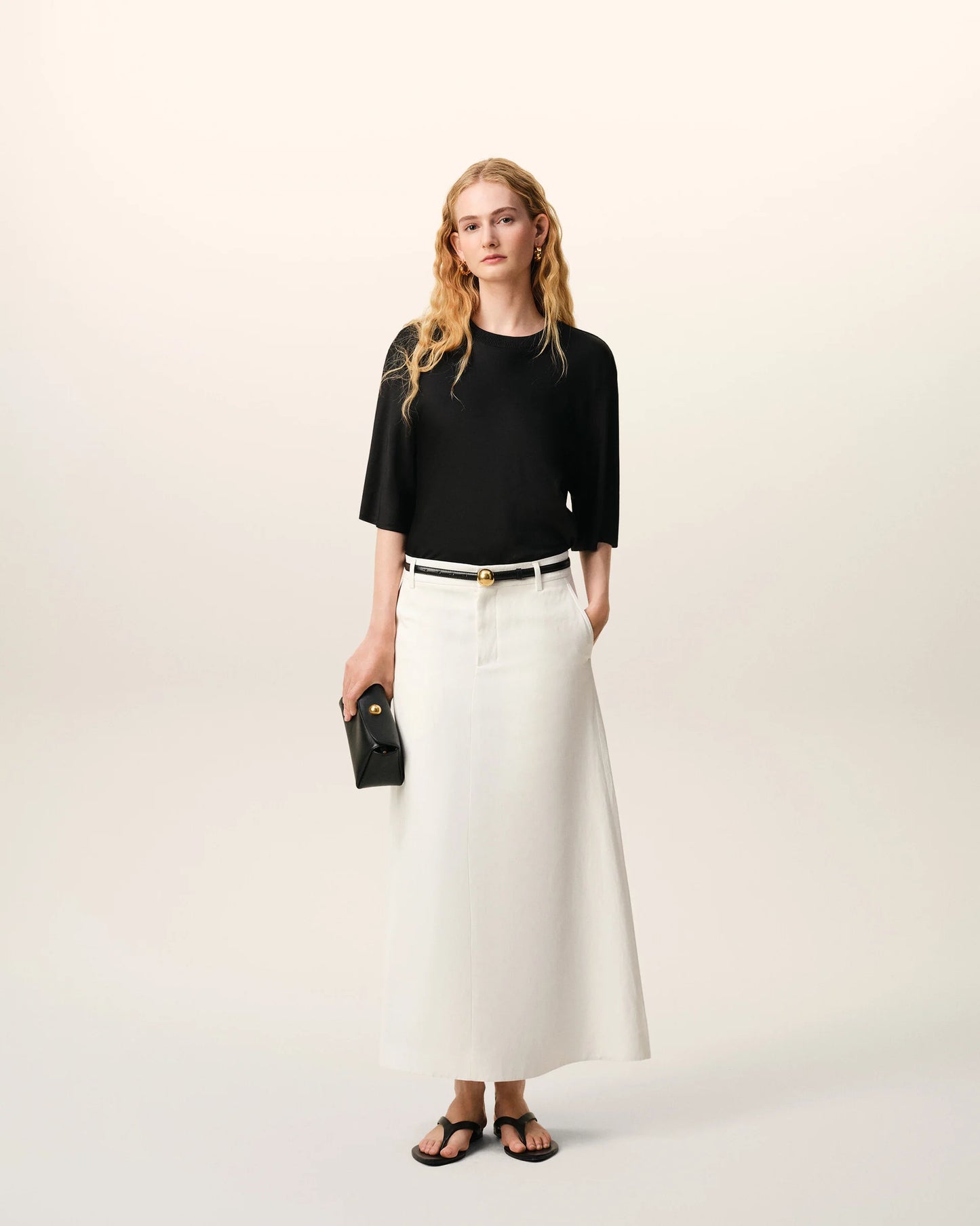 Satin Short Sleeves Rib Detail T-shirt