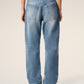 Large fit jeans in used indigo denim