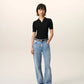 Large fit jeans in used indigo denim