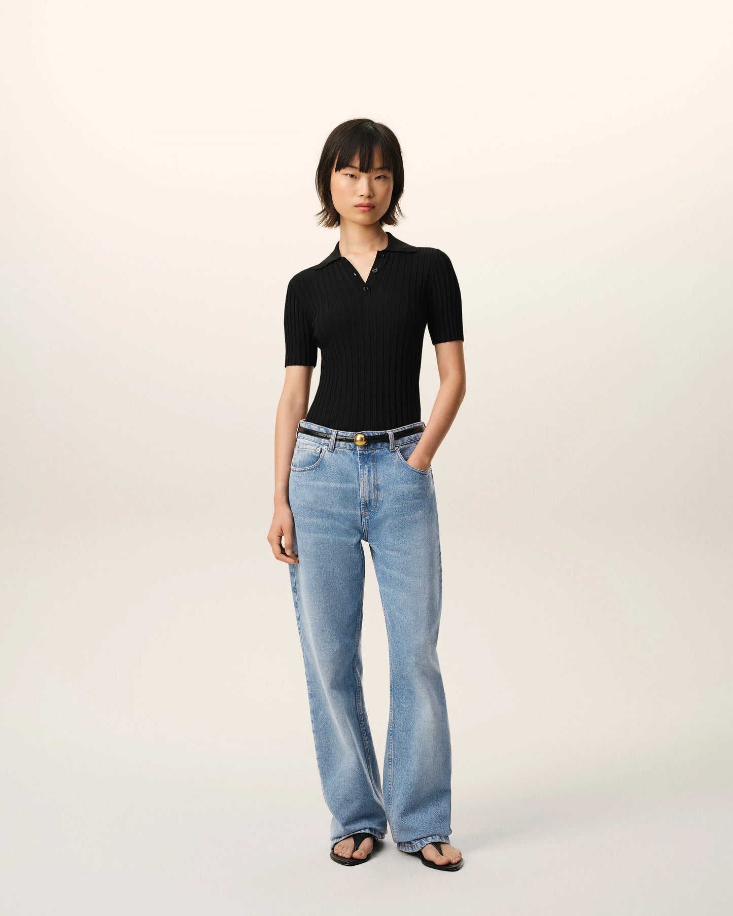 Large fit jeans in used indigo denim