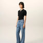 Large fit jeans in used indigo denim