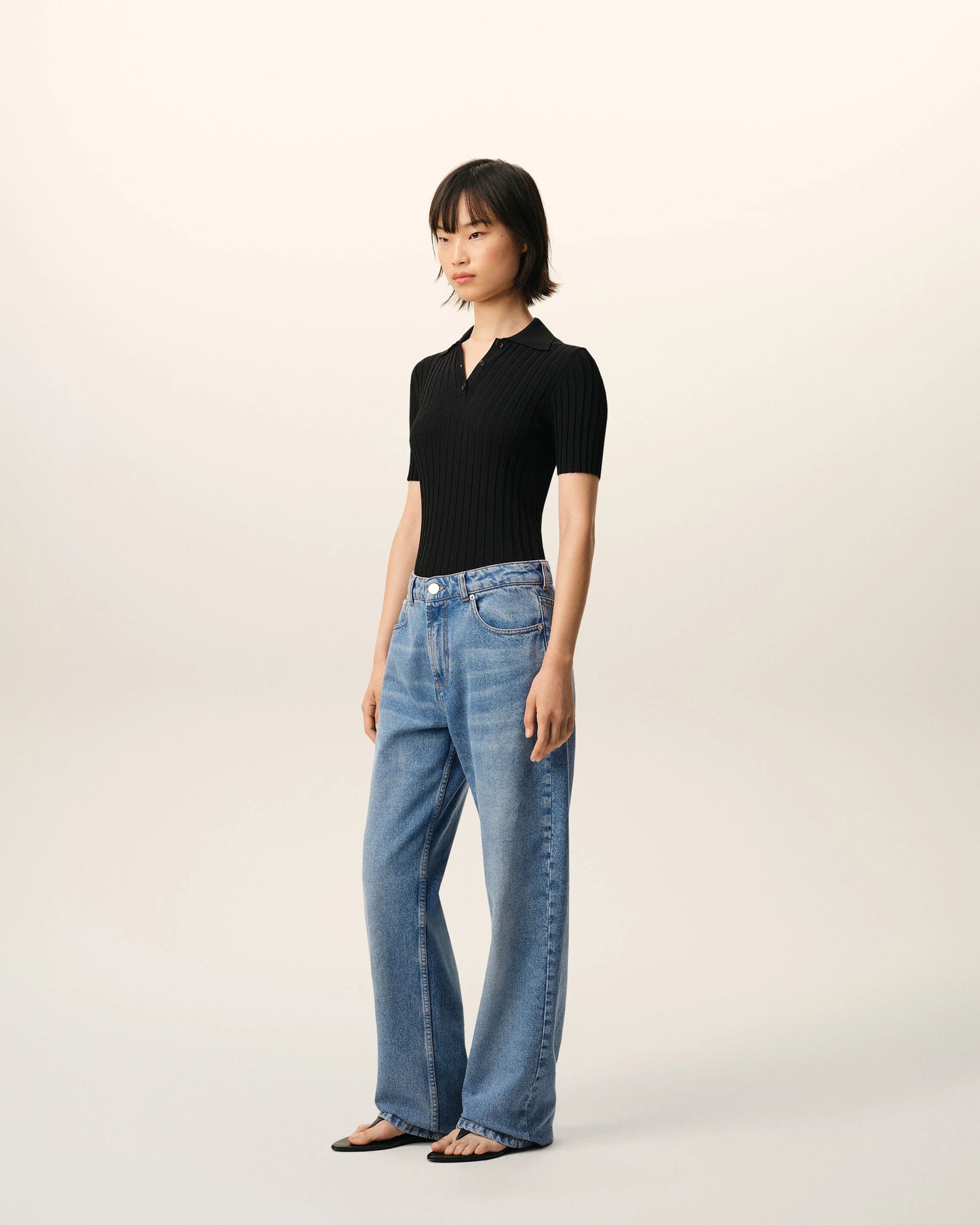 Large fit jeans in used indigo denim
