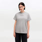 Gray t-shirt with Ganni logo on a white background