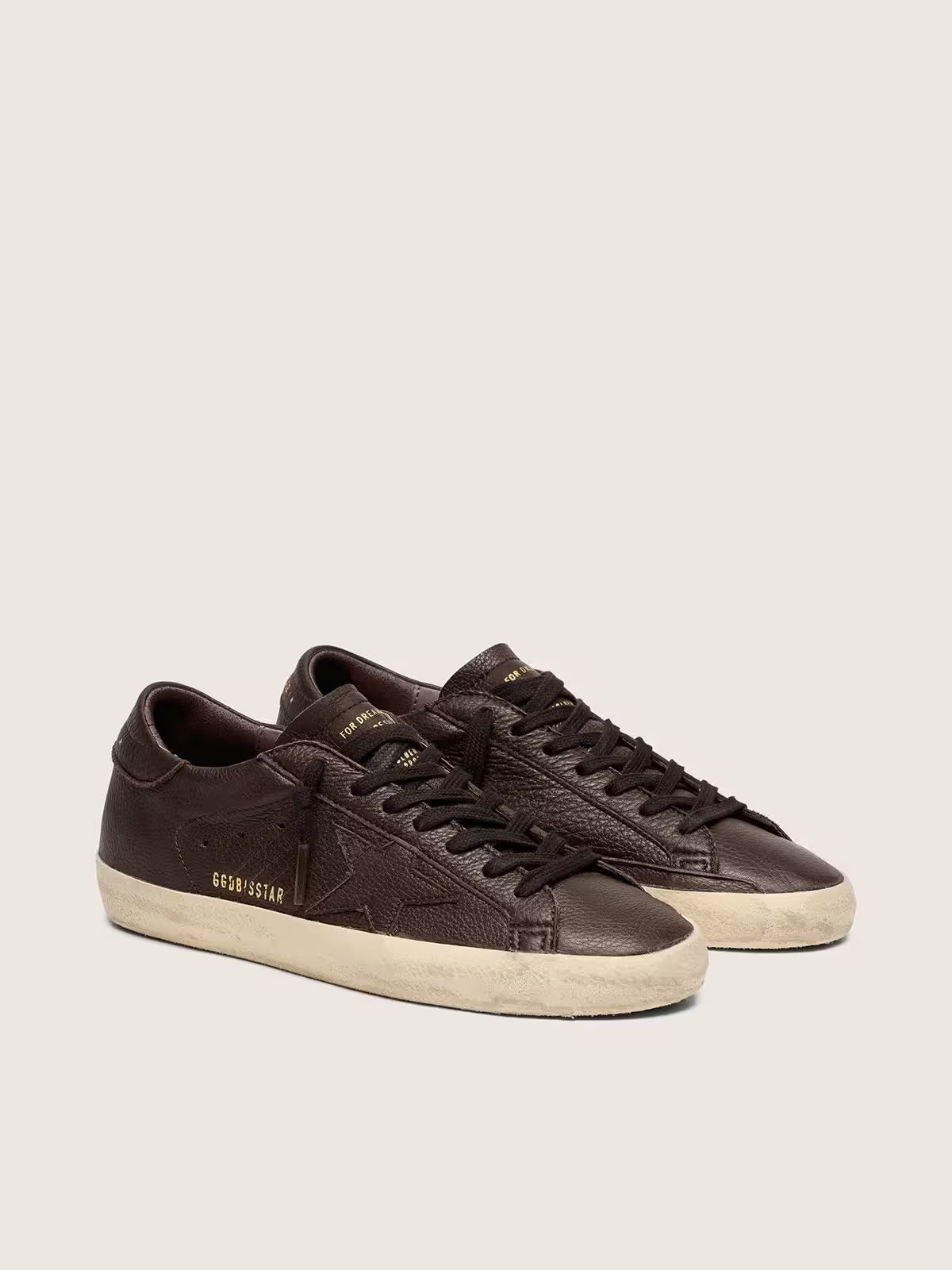 Men's Super-Star in dark brown leather with tone-on-tone leather star