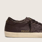 Men's Super-Star in dark brown leather with tone-on-tone leather star