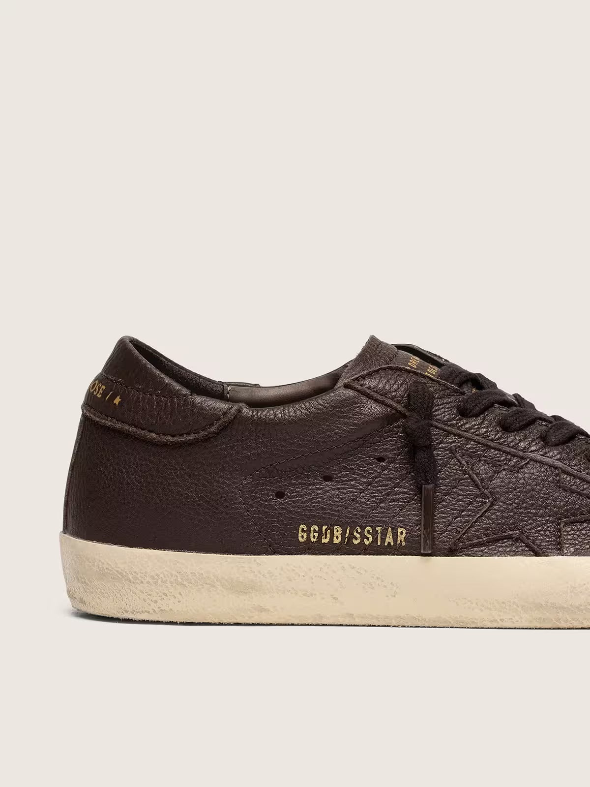 Men's Super-Star in dark brown leather with tone-on-tone leather star