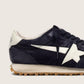 Men’s Marathon in blue navy suede with white leather star and heel tab