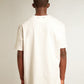 Men's white T-shirt with distressed treatment