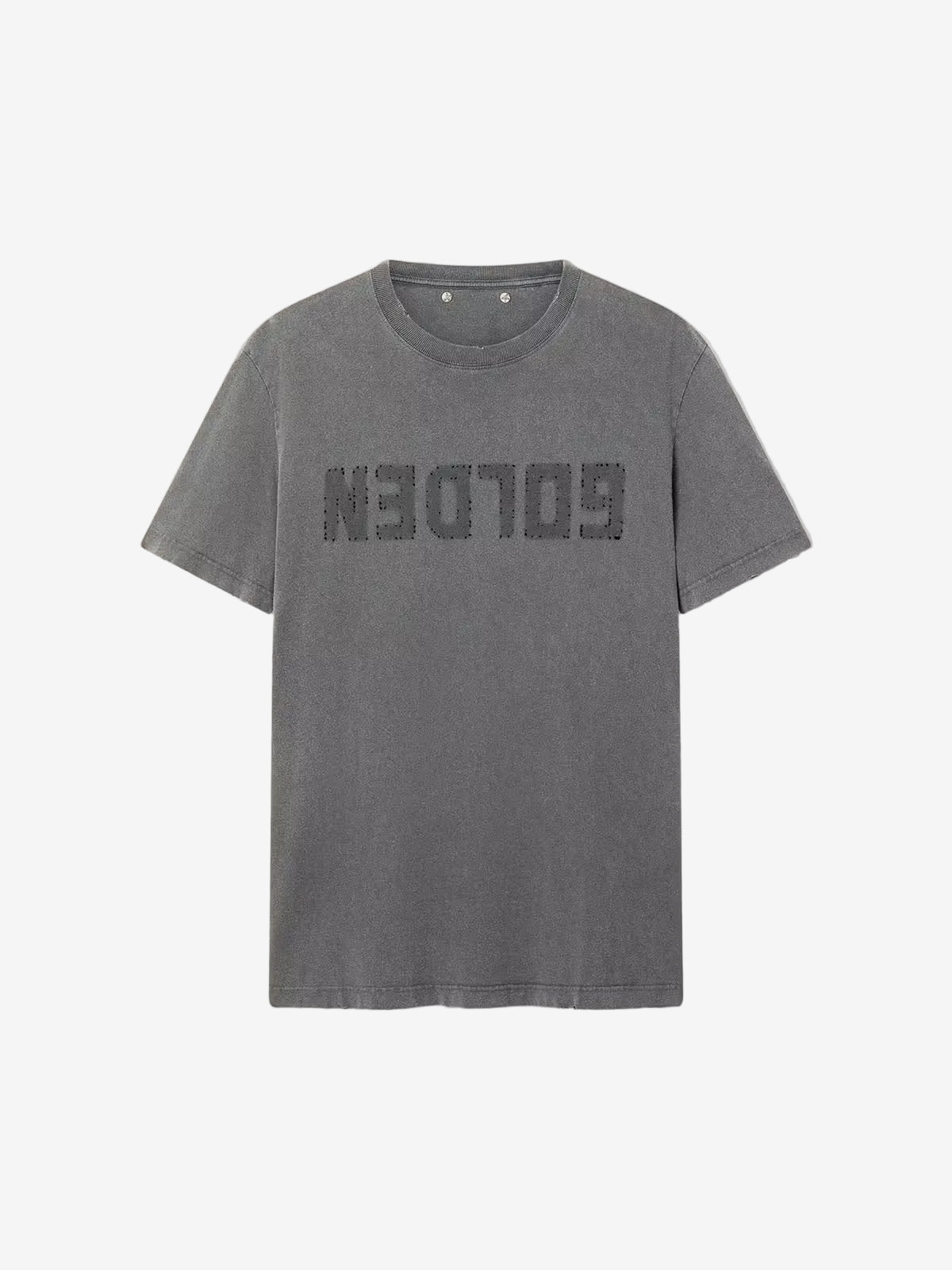 Men's anthracite gray T-shirt with distressed treatment