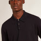 Men’s long-sleeved polo shirt in navy-blue merino wool
