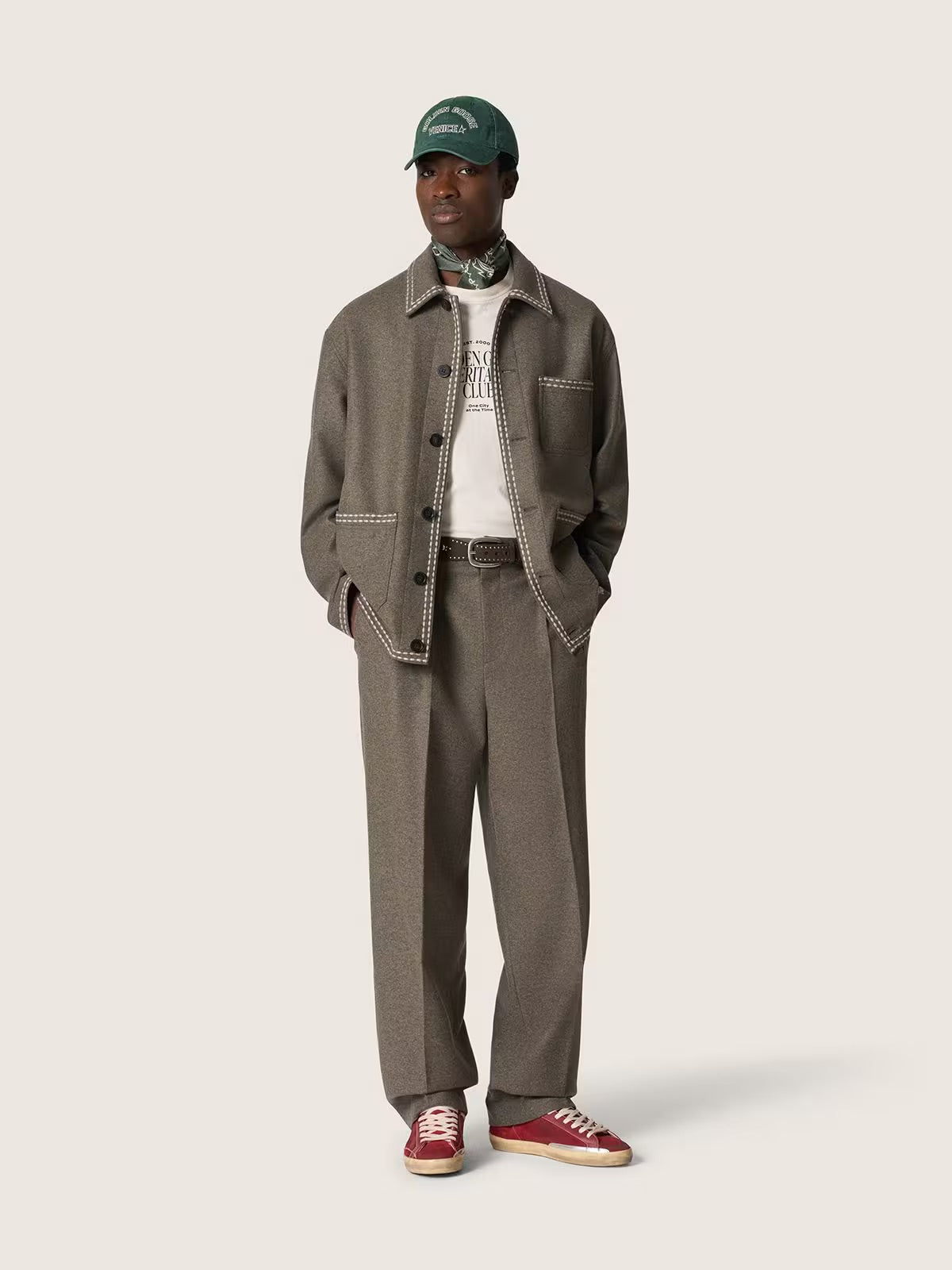 Isiah grey virgin wool flannel jogger trousers