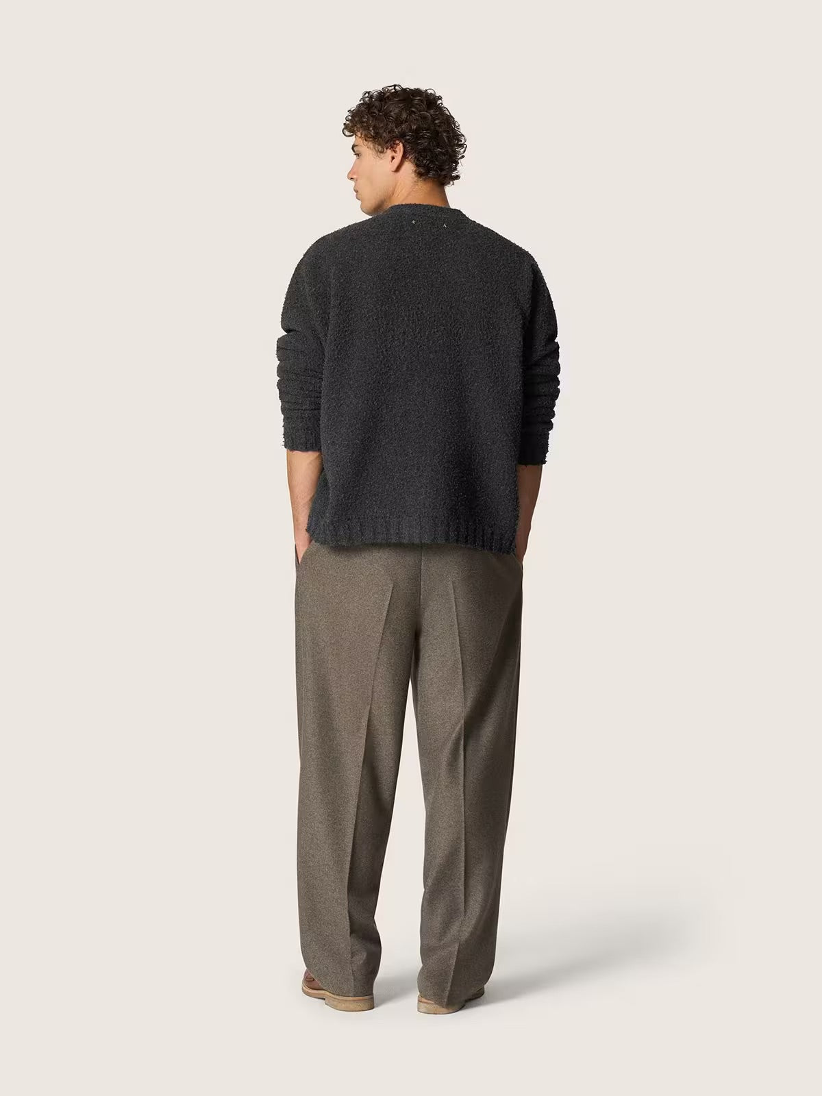 Isiah grey virgin wool flannel jogger trousers