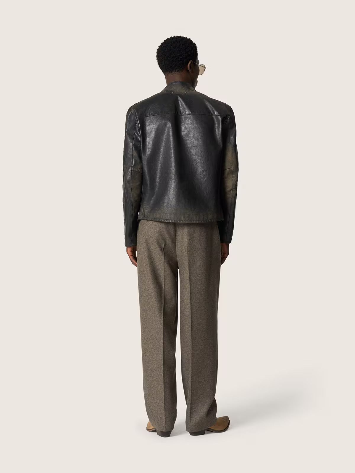 Isiah grey virgin wool flannel jogger trousers