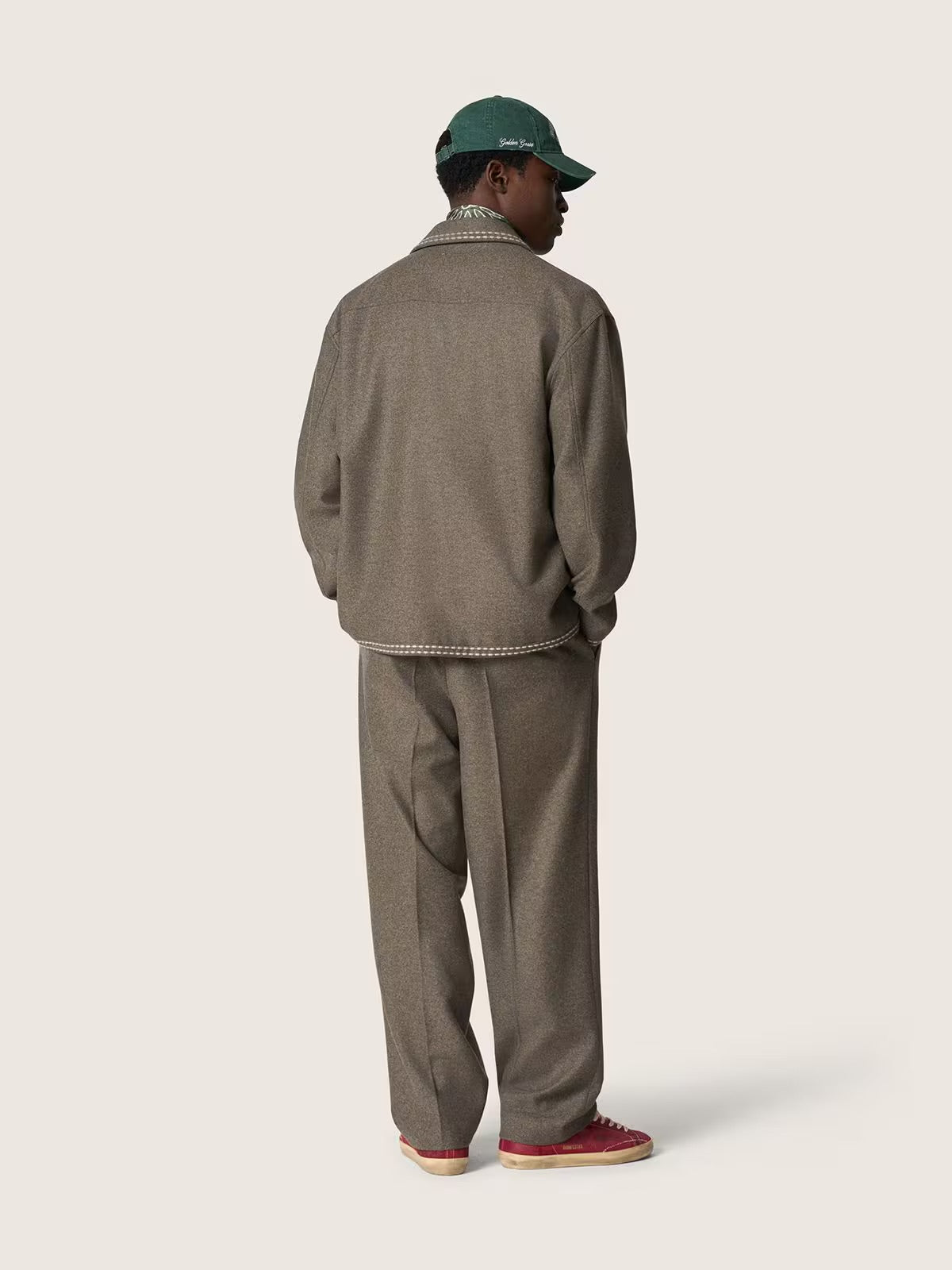 Isiah grey virgin wool flannel jogger trousers