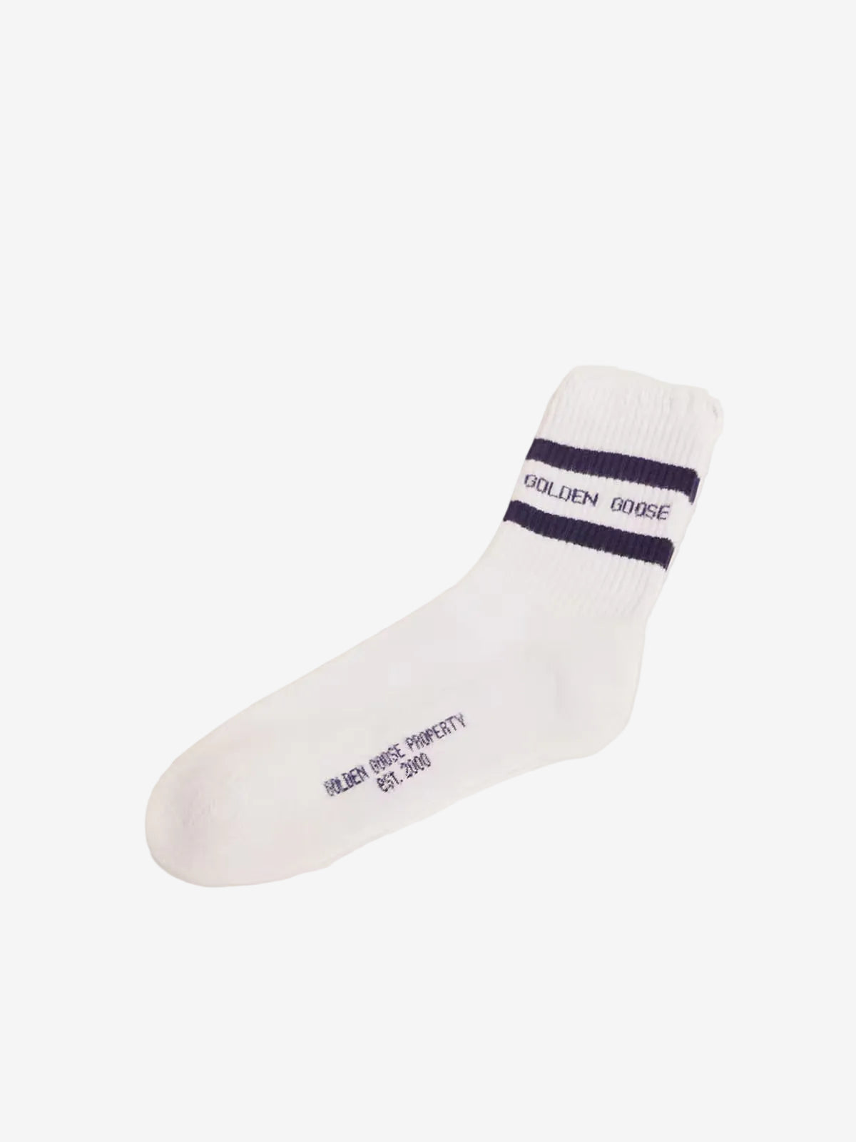 Cotton socks with distressed finishes, blue stripes and logo