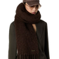 Scarf in dark brown alpaca wool with fringe