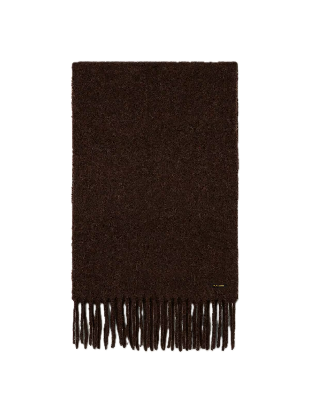 Scarf in dark brown alpaca wool with fringe