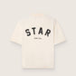 Star unisex cotton T-shirt in vintage white with black print on the back