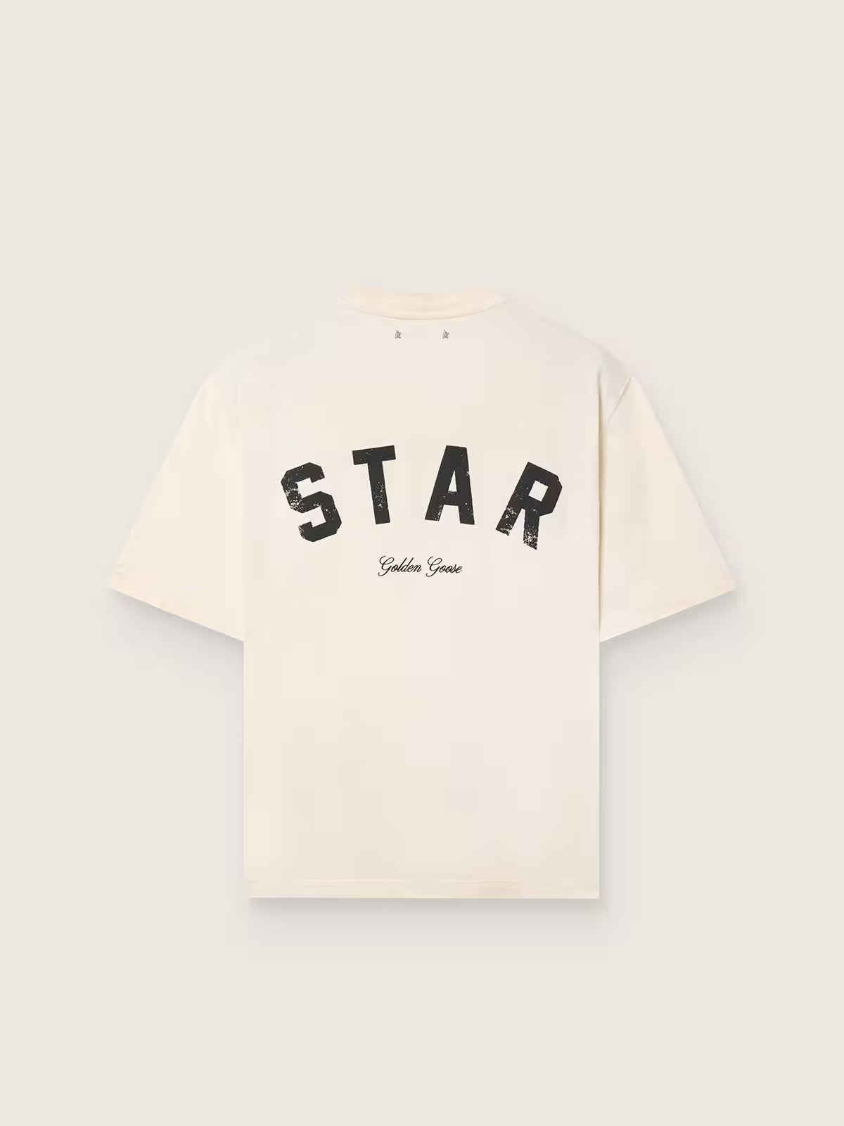 Star unisex cotton T-shirt in vintage white with black print on the back
