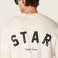 Star unisex cotton T-shirt in vintage white with black print on the back
