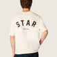 Star unisex cotton T-shirt in vintage white with black print on the back