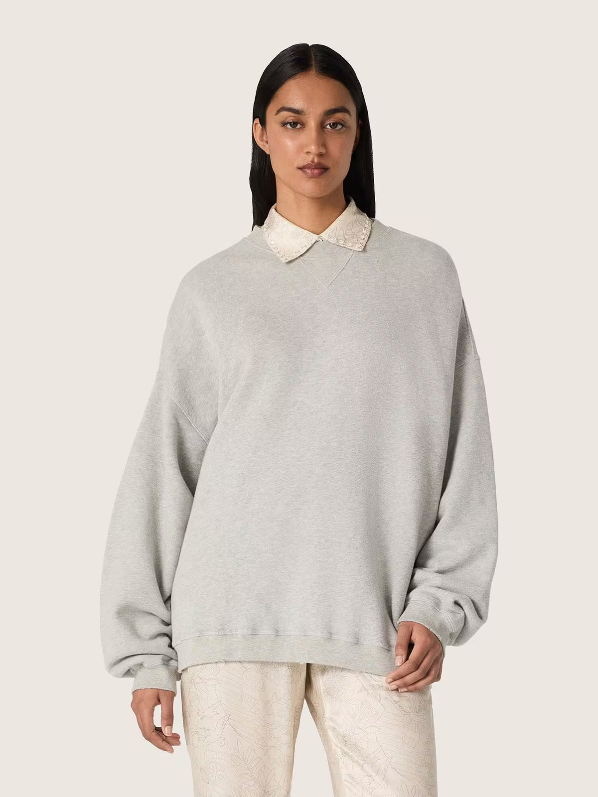 Unisex sweatshirt in gray melange cotton with logo