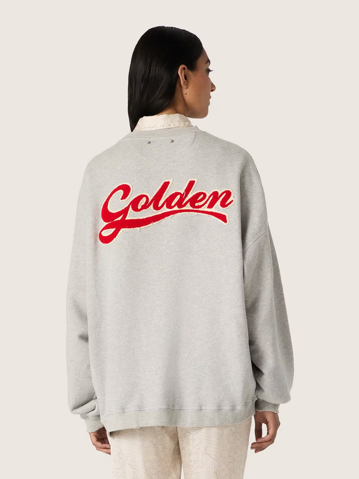 Unisex sweatshirt in gray melange cotton with logo