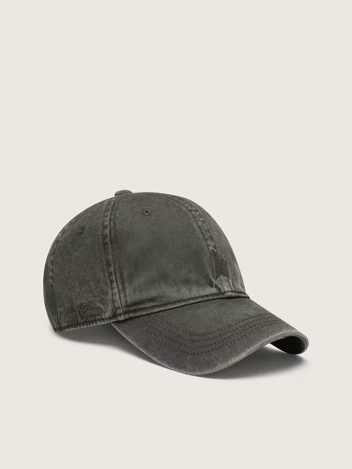 Dark olive-green baseball cap with tone-on-tone embroidered star