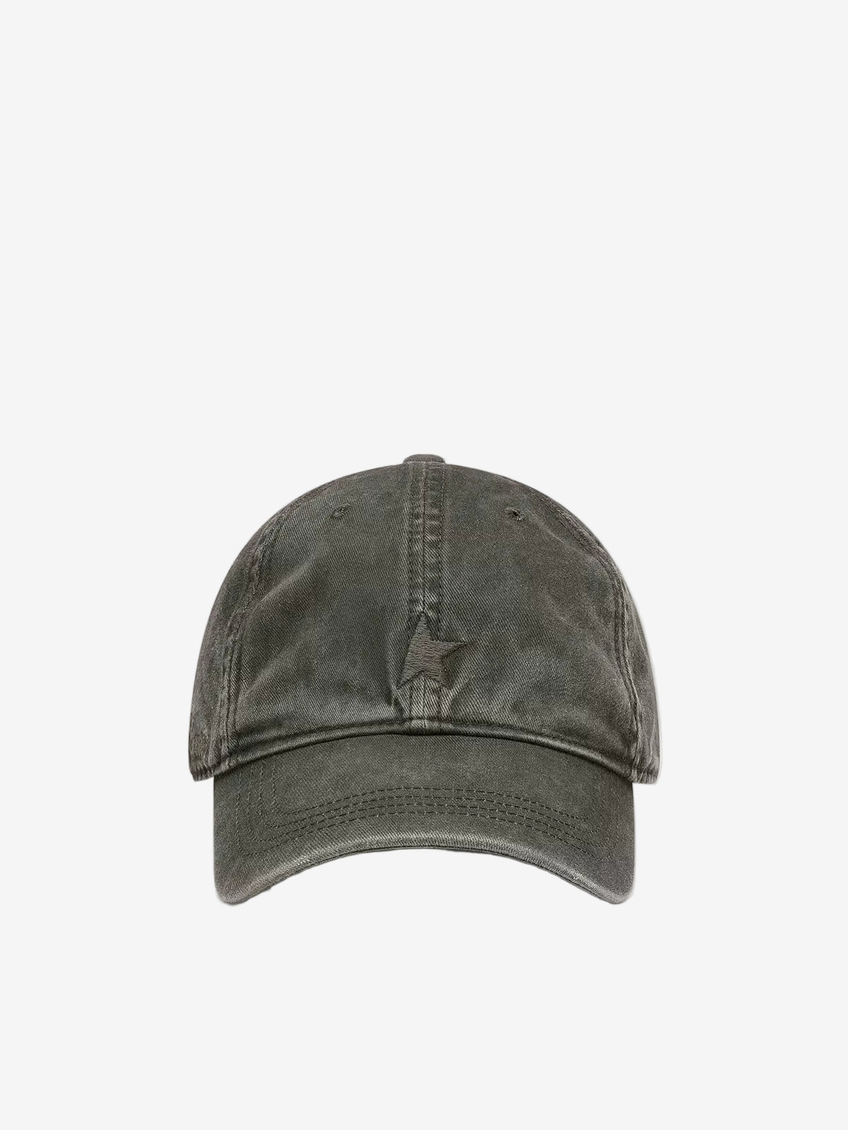 Dark olive-green baseball cap with tone-on-tone embroidered star