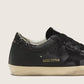 Women's Super-Star in black nappa with black star and glitter heel tab