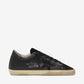 Women's Super-Star in black nappa with black star and glitter heel tab