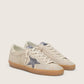 Women's Super-Star in ice-gray suede with silver glitter star and leather heel tab