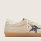 Women's Super-Star in ice-gray suede with silver glitter star and leather heel tab