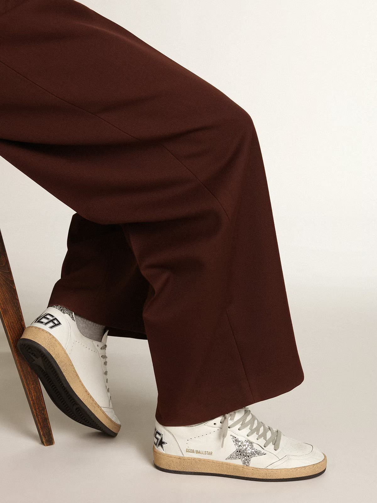 Women's Ball Star in nappa with silver glitter star and heel tab