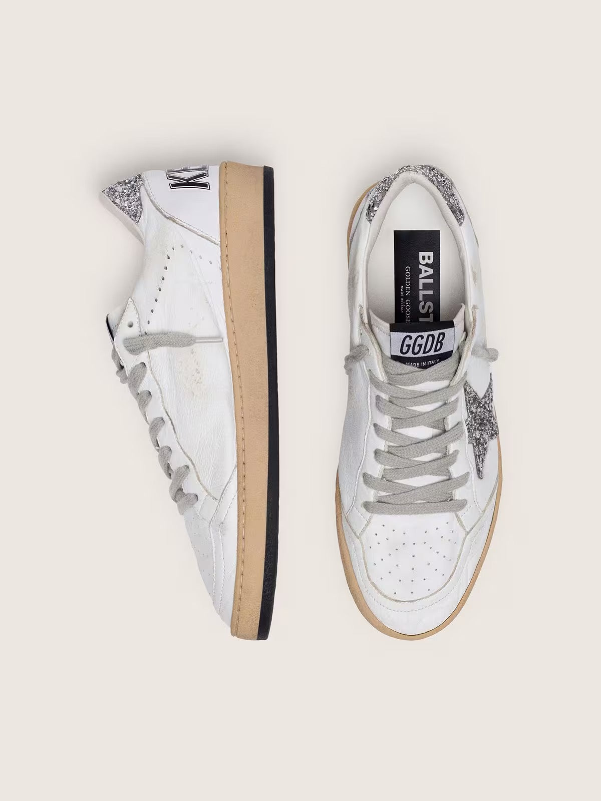 Women's Ball Star in nappa with silver glitter star and heel tab