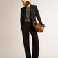 Women’s sweatpants in dark blue wool gabardine