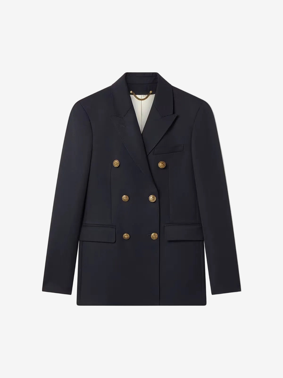 Women's double-breasted dark blue blazer
