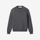 Women's round-neck sweater in dark gray cotton with logo on the back