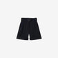Women's shorts in black wool gabardine with waist belt