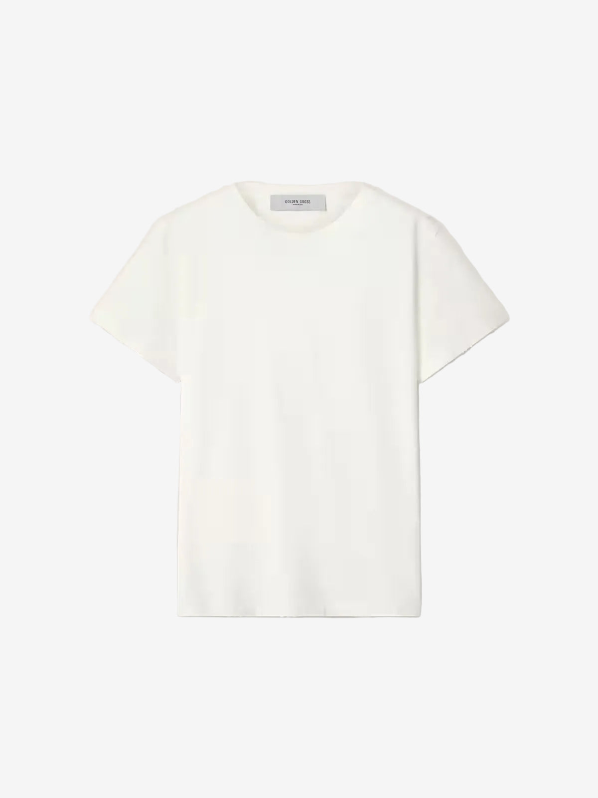 Distressed slim-fit women’s T-shirt in white