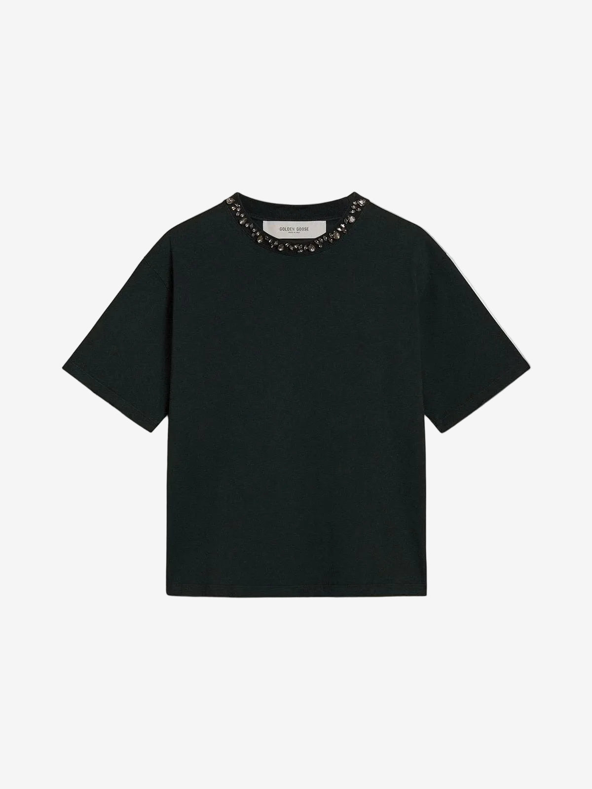 Women's black T-shirt with crystals