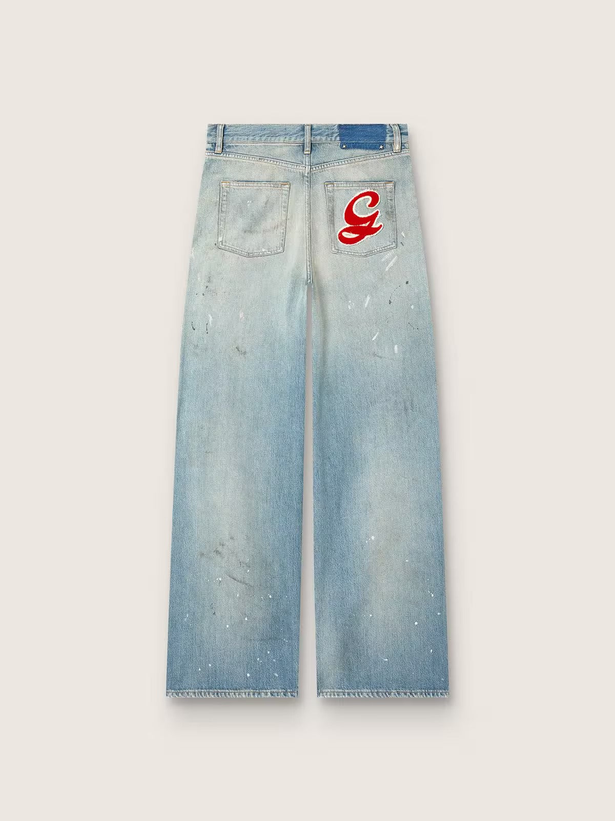 Women's jeans in light blue denim with Golden embroidered logo