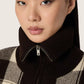 Women's bomber jacket in dark brown and cream check jacquard woo