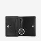 Black wallet with a keychain on a white background