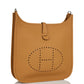Brown leather handbag with brand logo on a white background hermes 